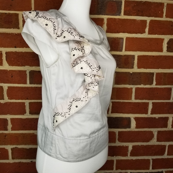 Leifsdottir Embroidered Beaded Ruffle Flames Top 0 - Picture 4 of 11